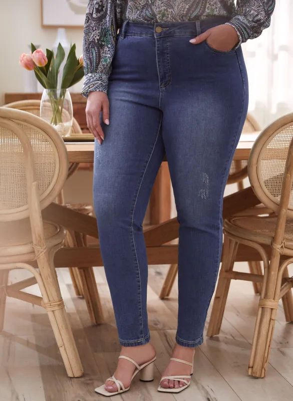 Distressed Slim Leg Jeans sold by Laura