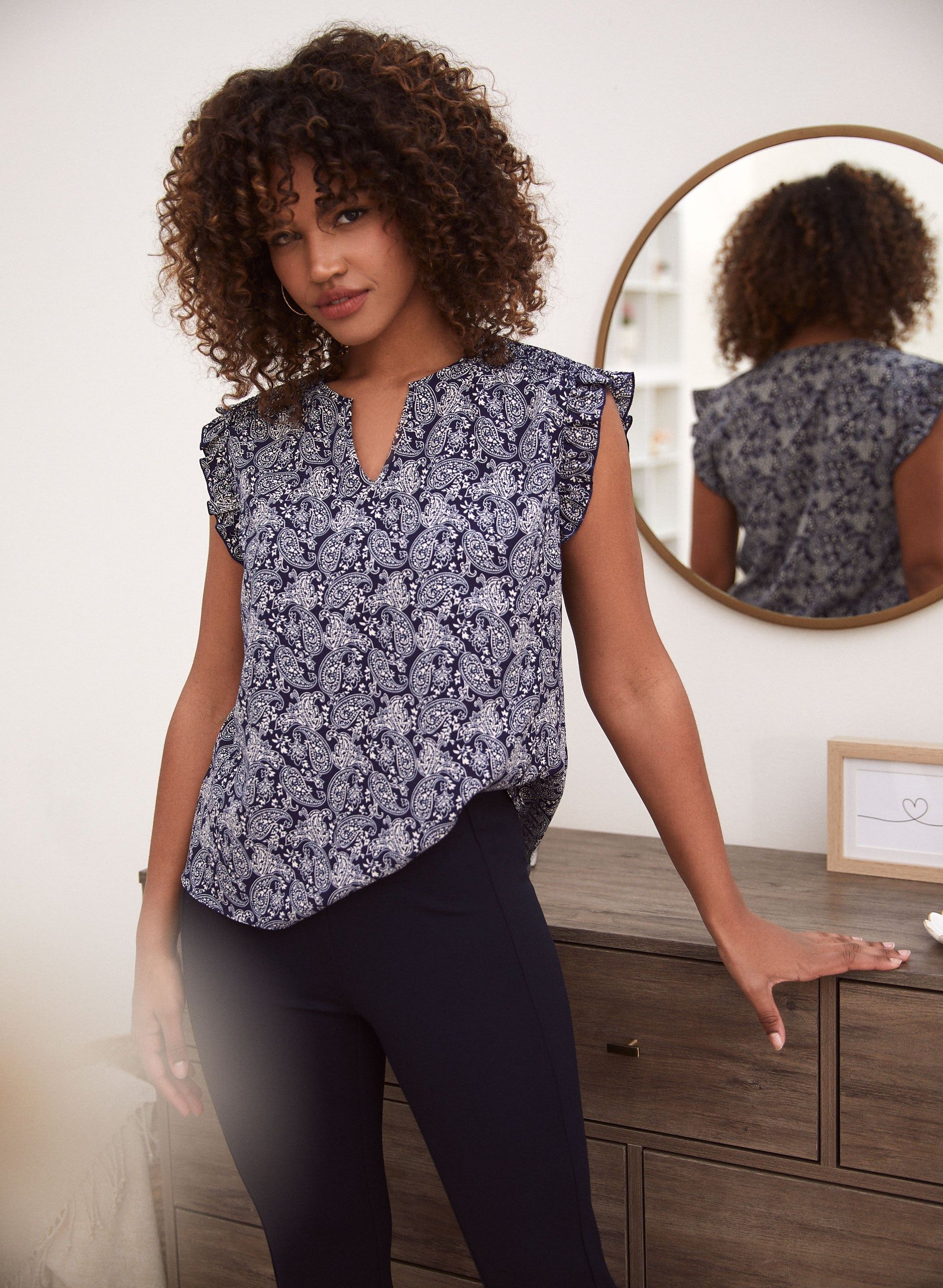 Paisley Print Cap Sleeve Blouse sold by Laura