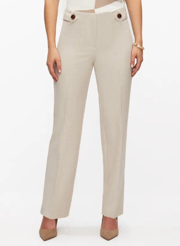 Button Tab Straight Leg Pants sold by Laura