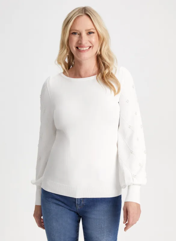 Beaded Puff Sleeve Sweater sold by Laura