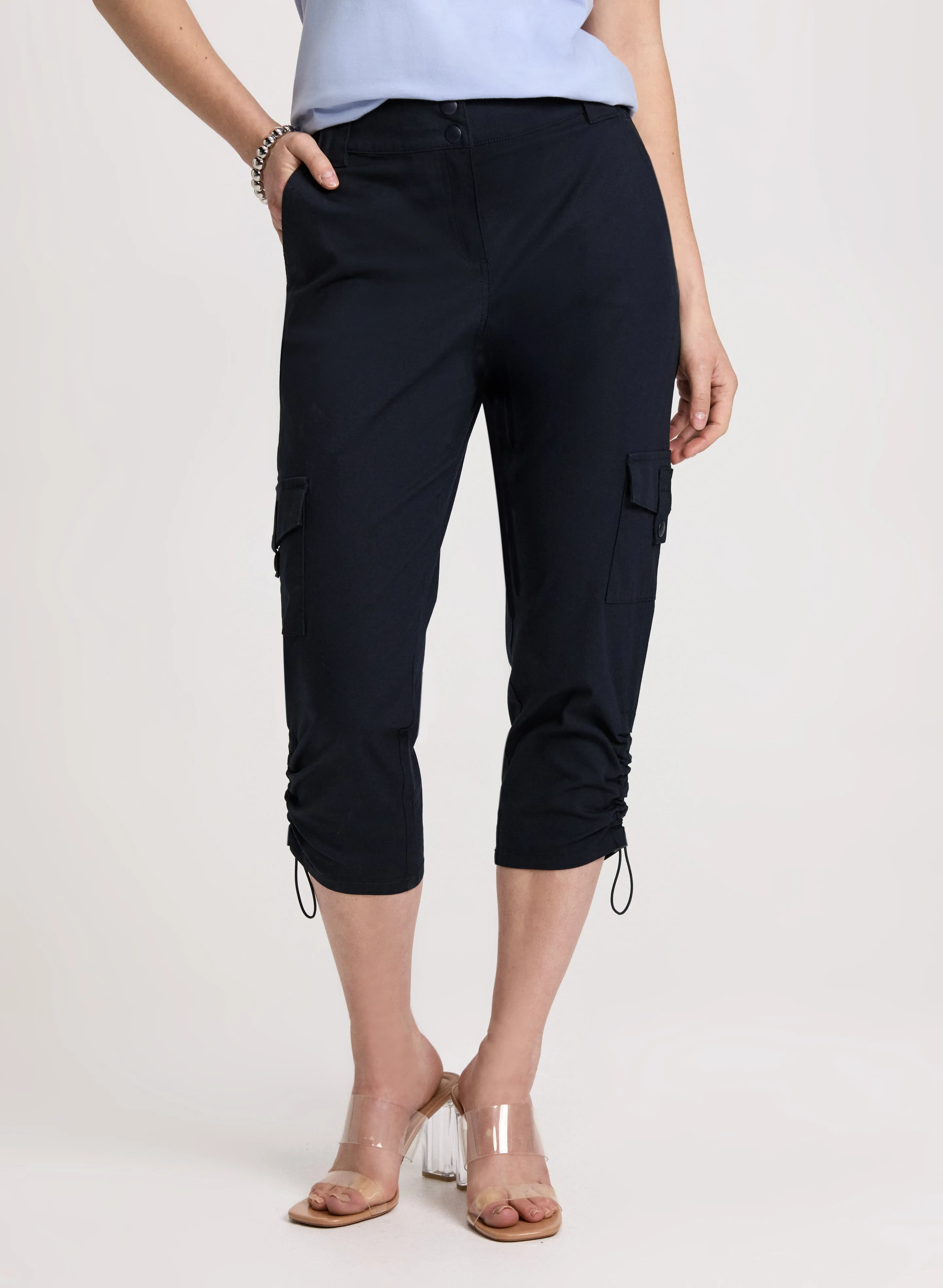 Cropped Drawstring Hem Cargo Pants sold by Laura