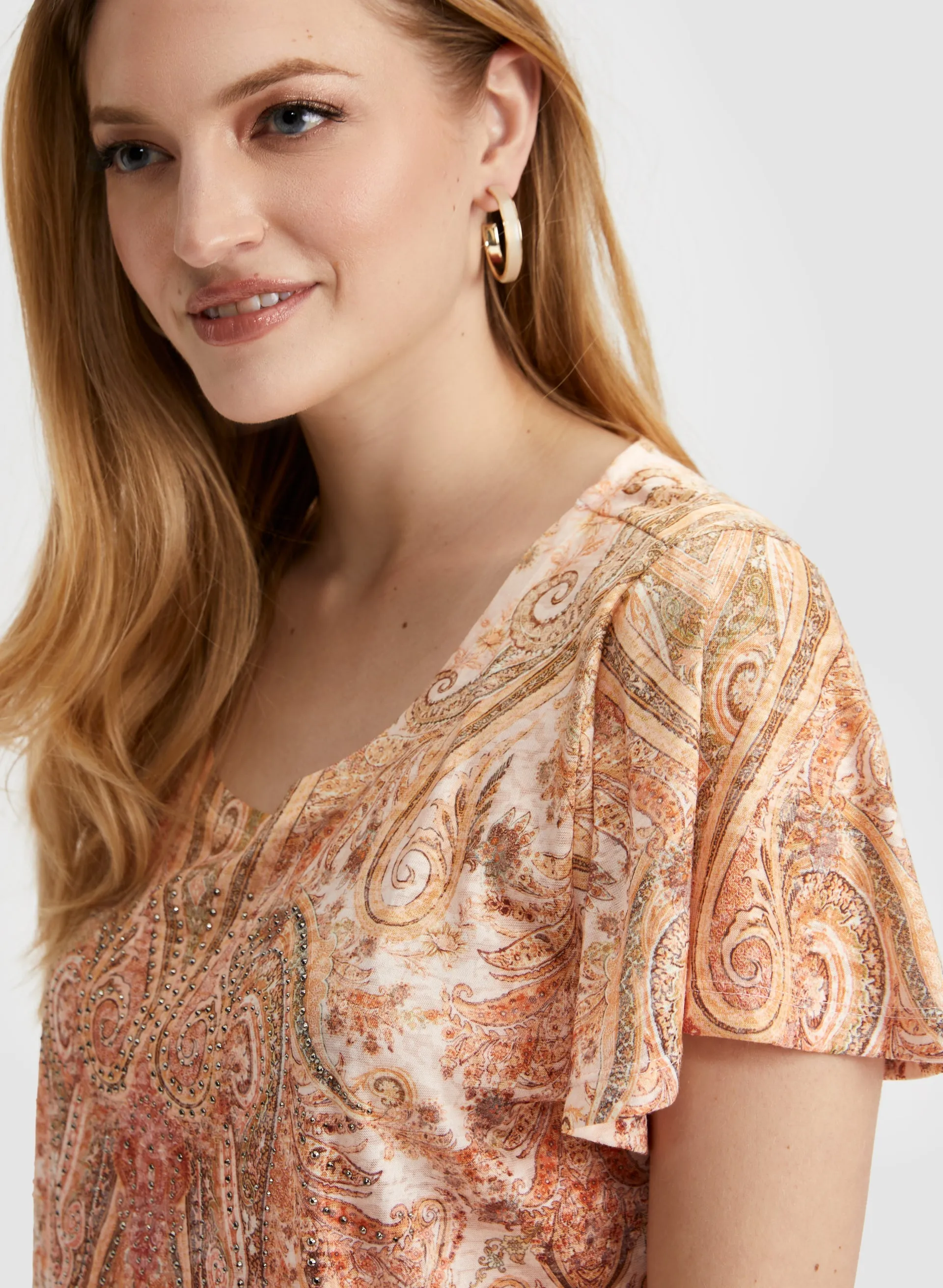 Embellished Paisley Print Burnout Tee sold by Laura product image thumbnail 2