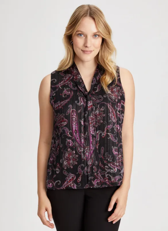 Paisley Print Sleeveless Top sold by Laura