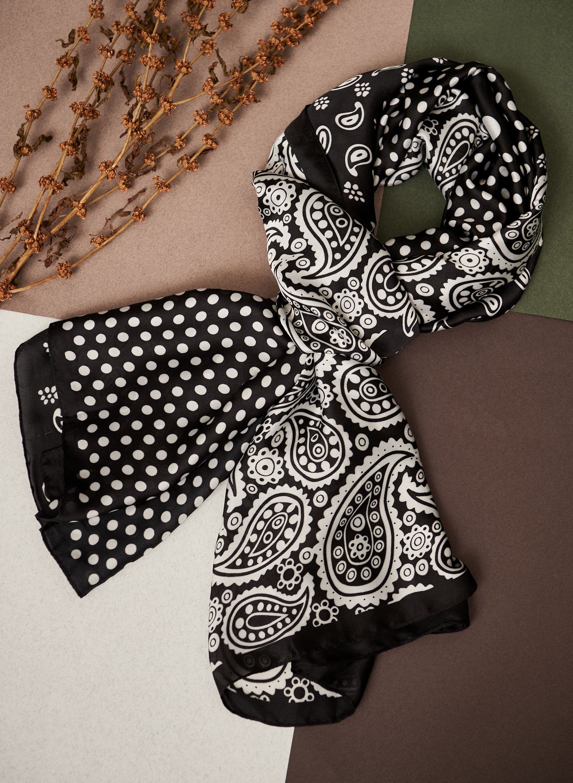 Polka Dot & Paisley Print Scarf sold by Laura