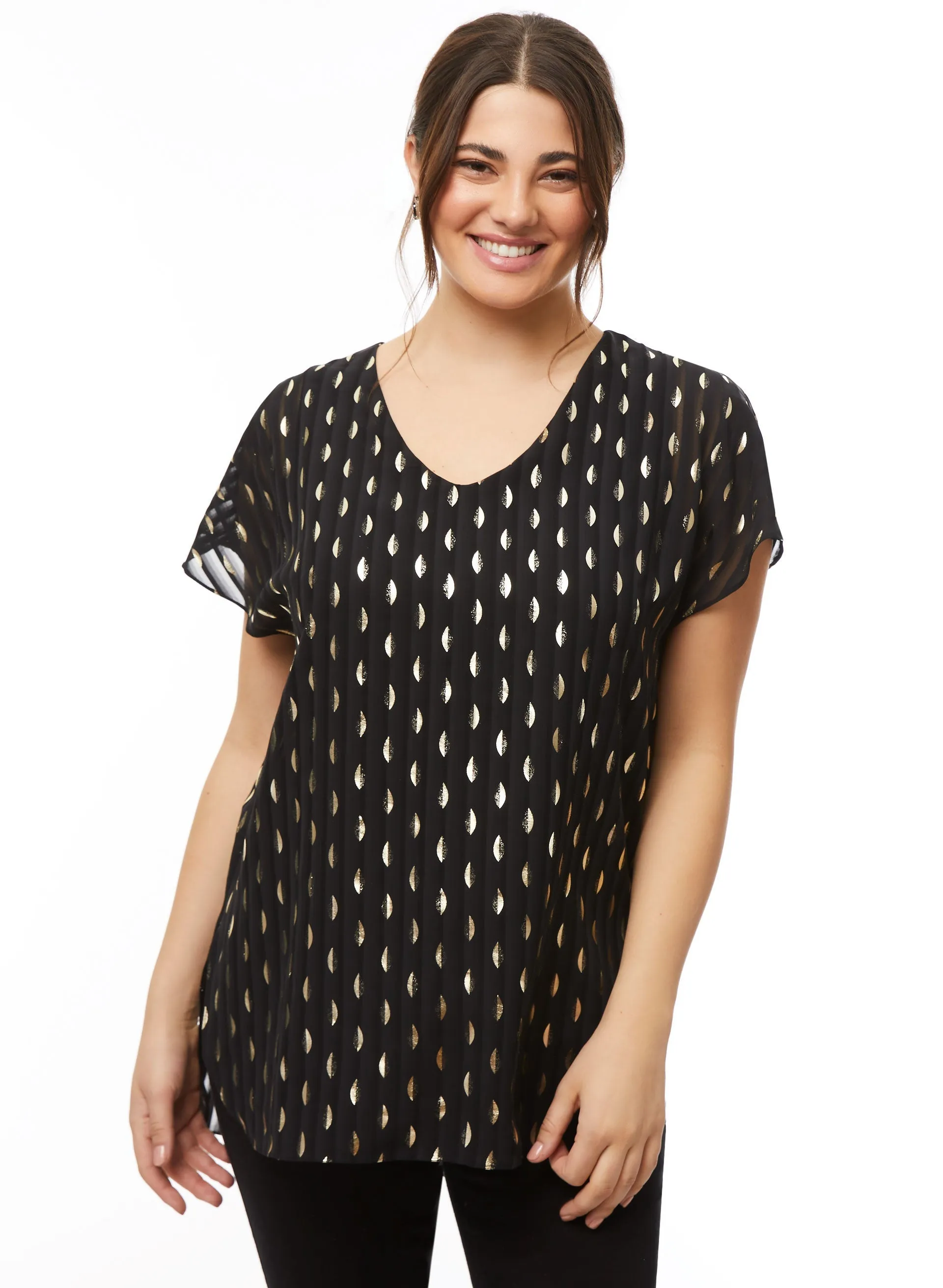 Metallic Pattern Tunic Blouse sold by Laura