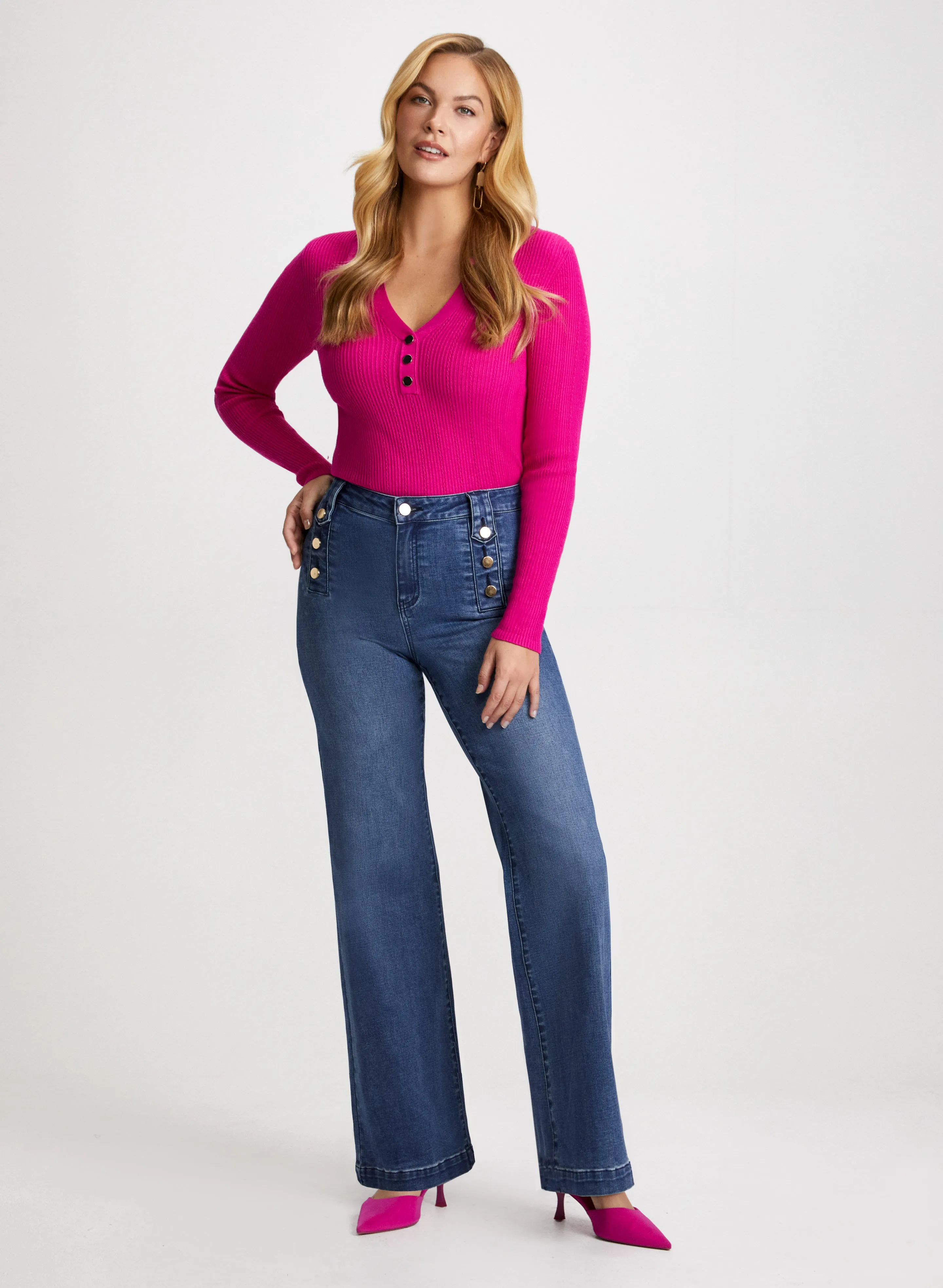 Button Detail Wide Leg Jeans sold by Laura product image thumbnail 3