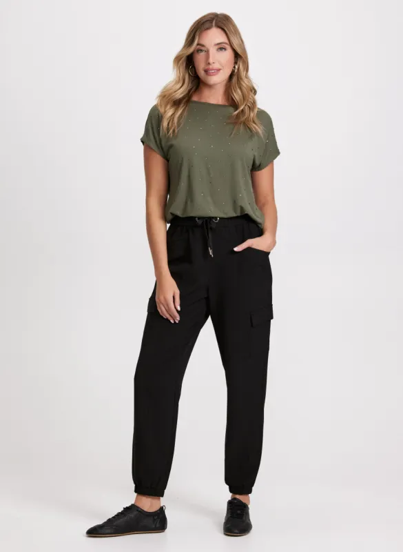 Rhinestone Detail T-Shirt & Cargo Pants sold by Laura