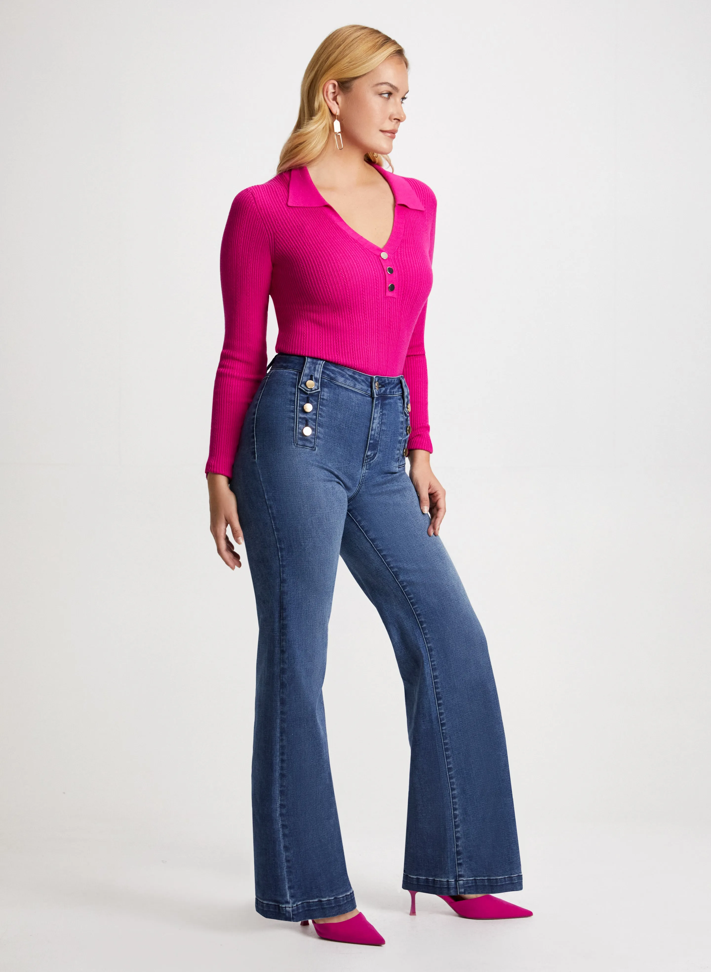 Button Detail Wide Leg Jeans sold by Laura product image thumbnail 4