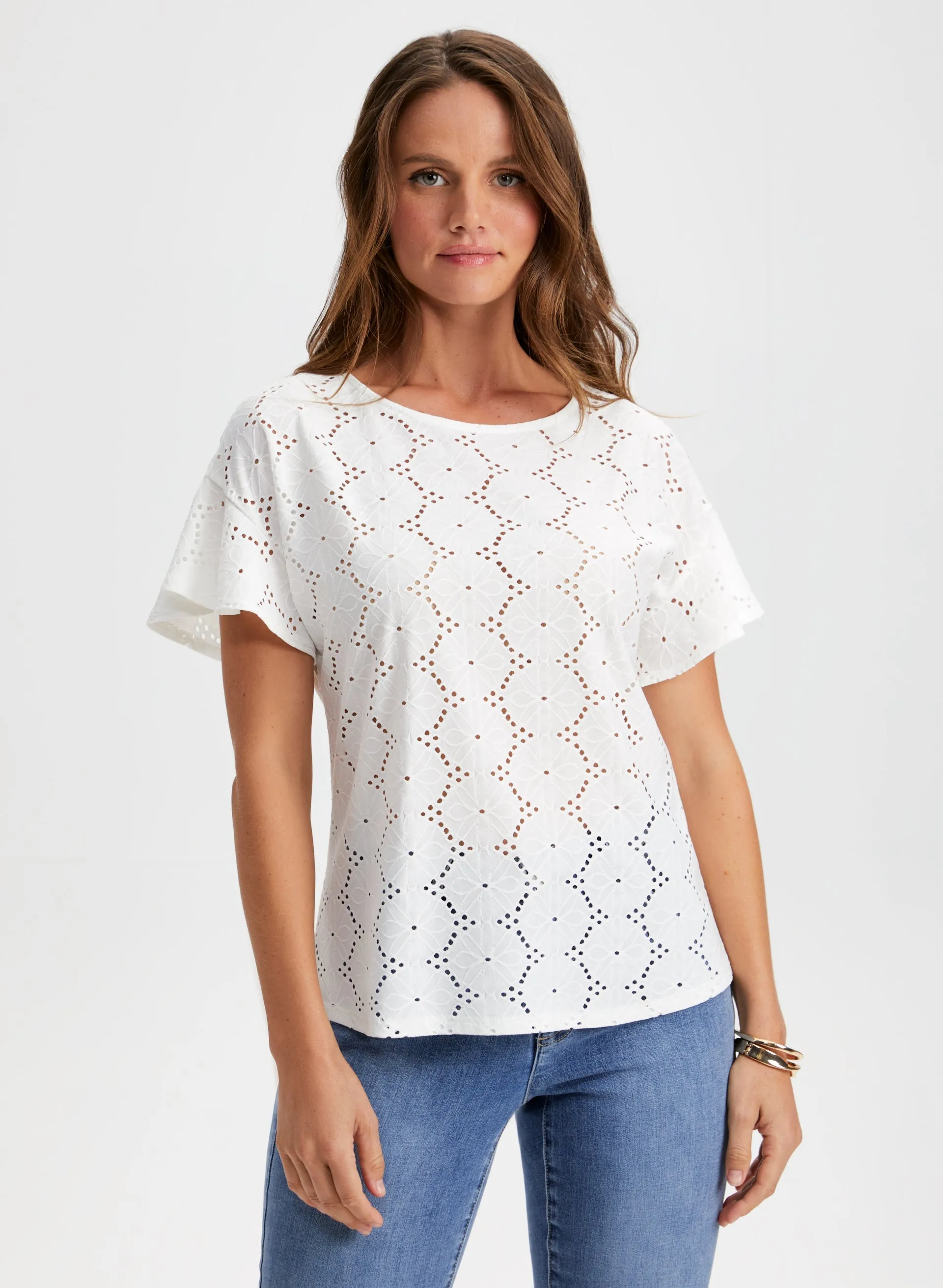 Short Sleeve Eyelet Top sold by Laura product image thumbnail 4