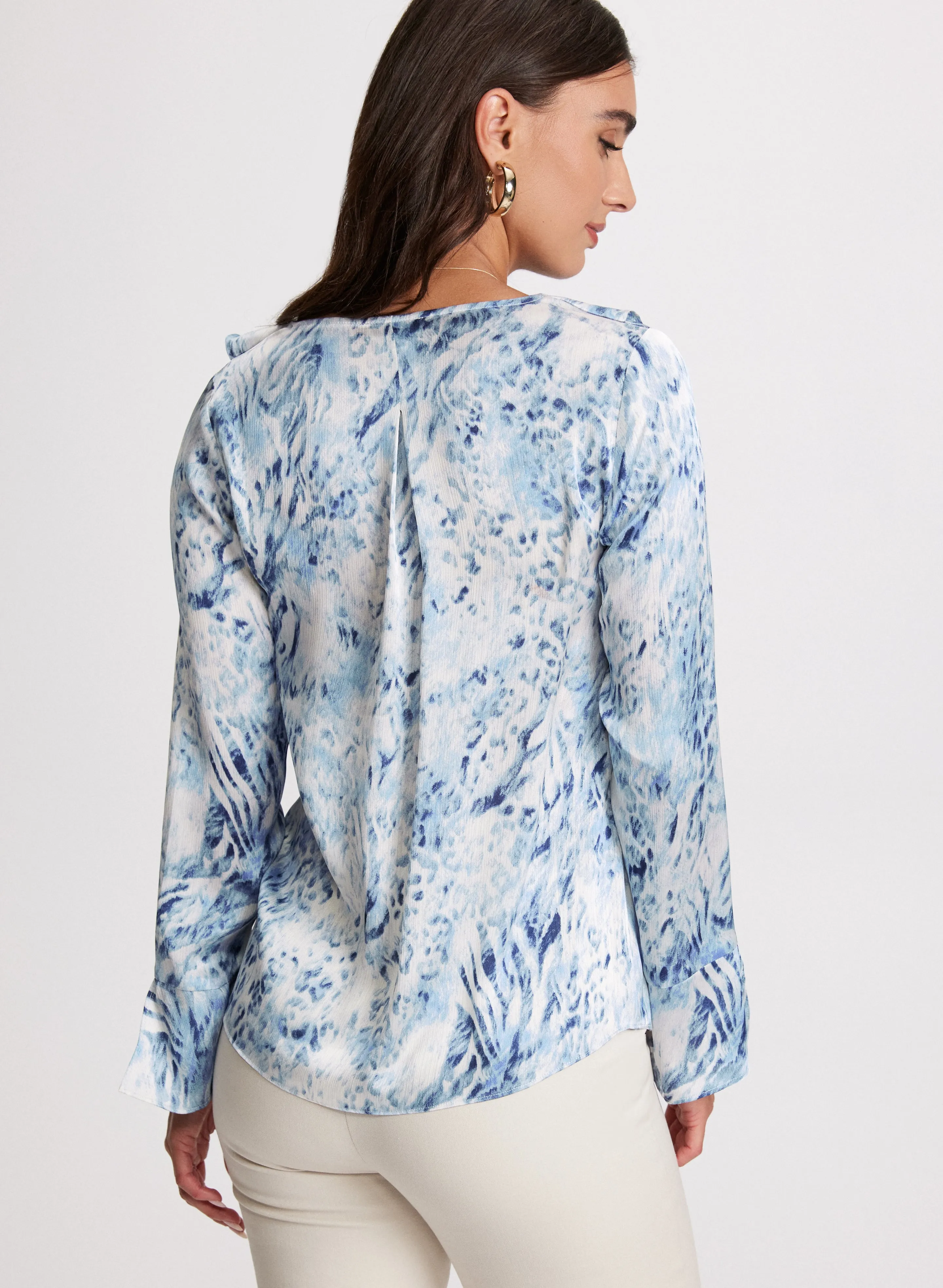 Animal Print Ruffle V-Neck Blouse sold by Laura product image thumbnail 4