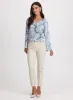 Animal Print Ruffle V-Neck Blouse sold by Laura