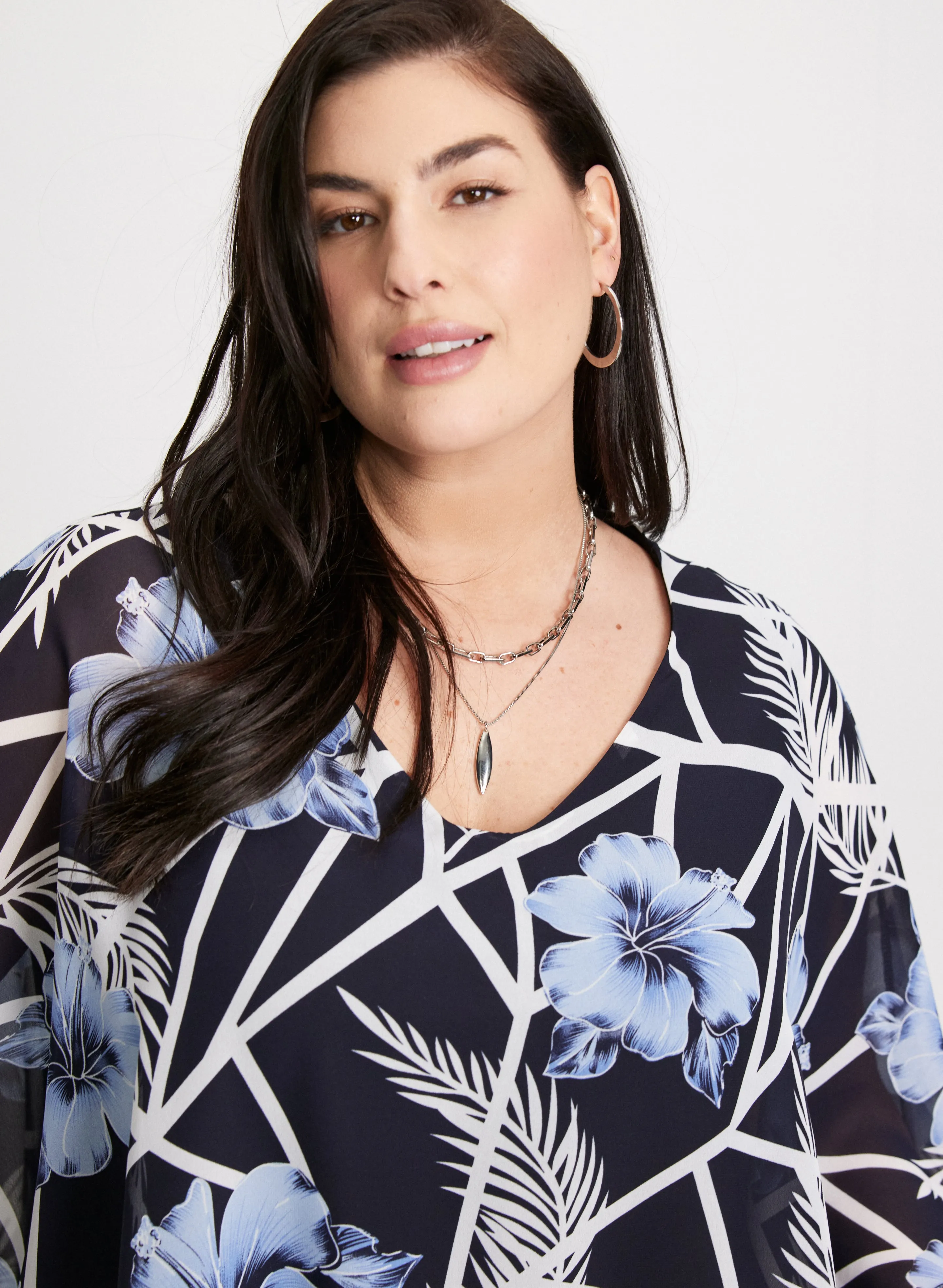 3/4 Sleeve Floral Poncho Blouse sold by Laura product image thumbnail 2