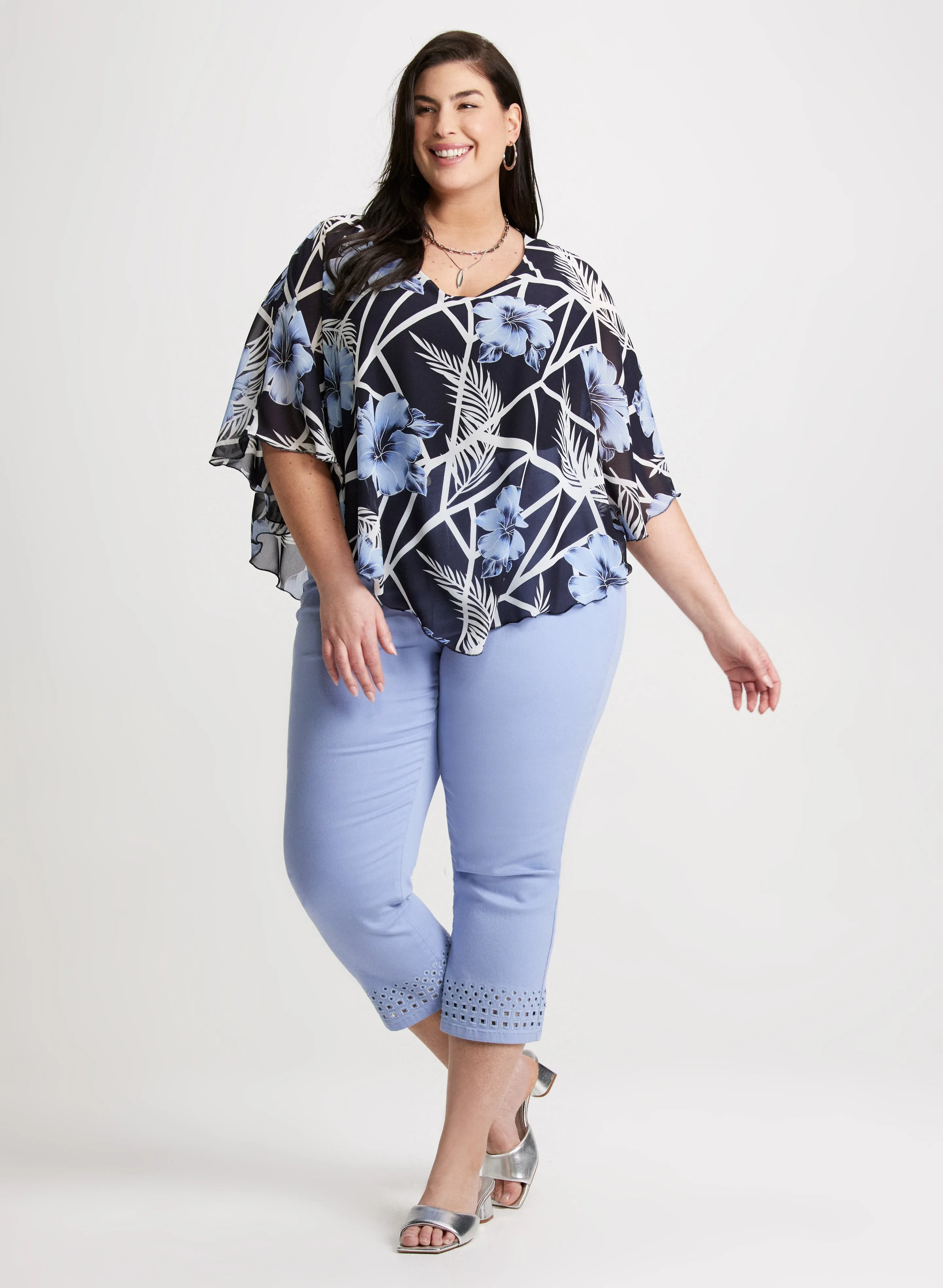 3/4 Sleeve Floral Poncho Blouse sold by Laura product image thumbnail 3