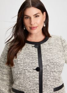Contrast Trim Bouclé Jacket sold by Laura