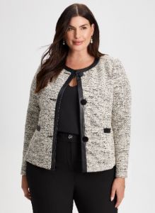Contrast Trim Bouclé Jacket sold by Laura
