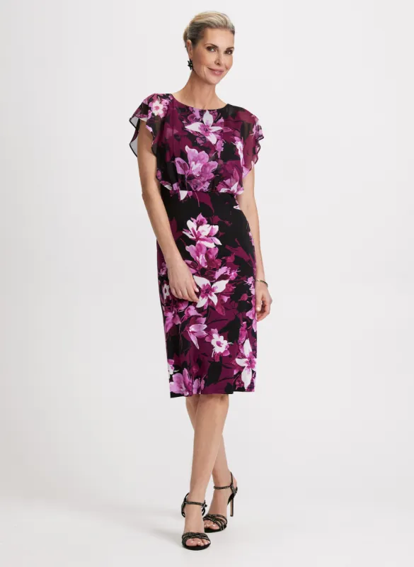 Floral Print Flutter Sleeve Dress sold by Laura