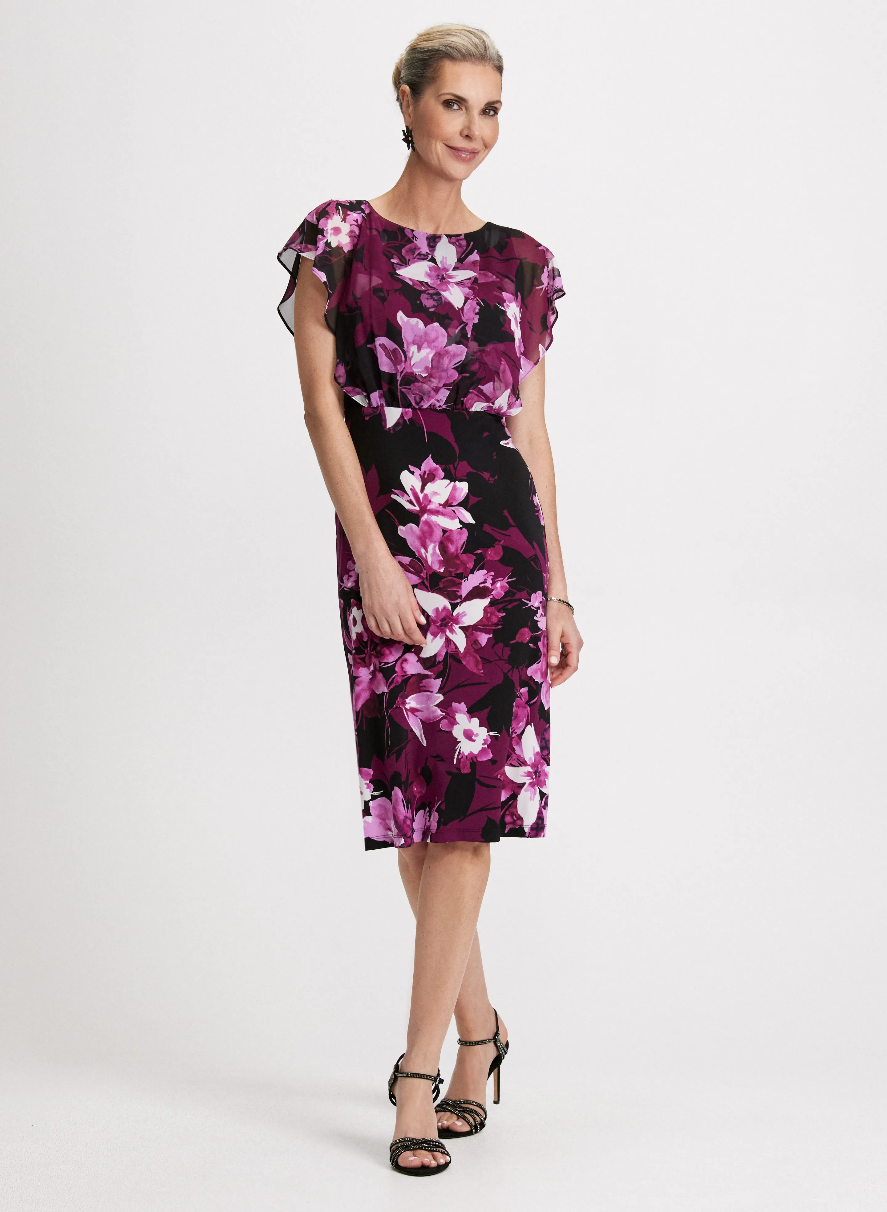 Floral Print Flutter Sleeve Dress sold by Laura