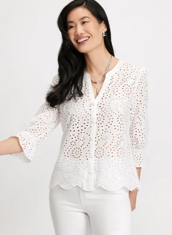 Eyelet Button Down Blouse sold by Laura