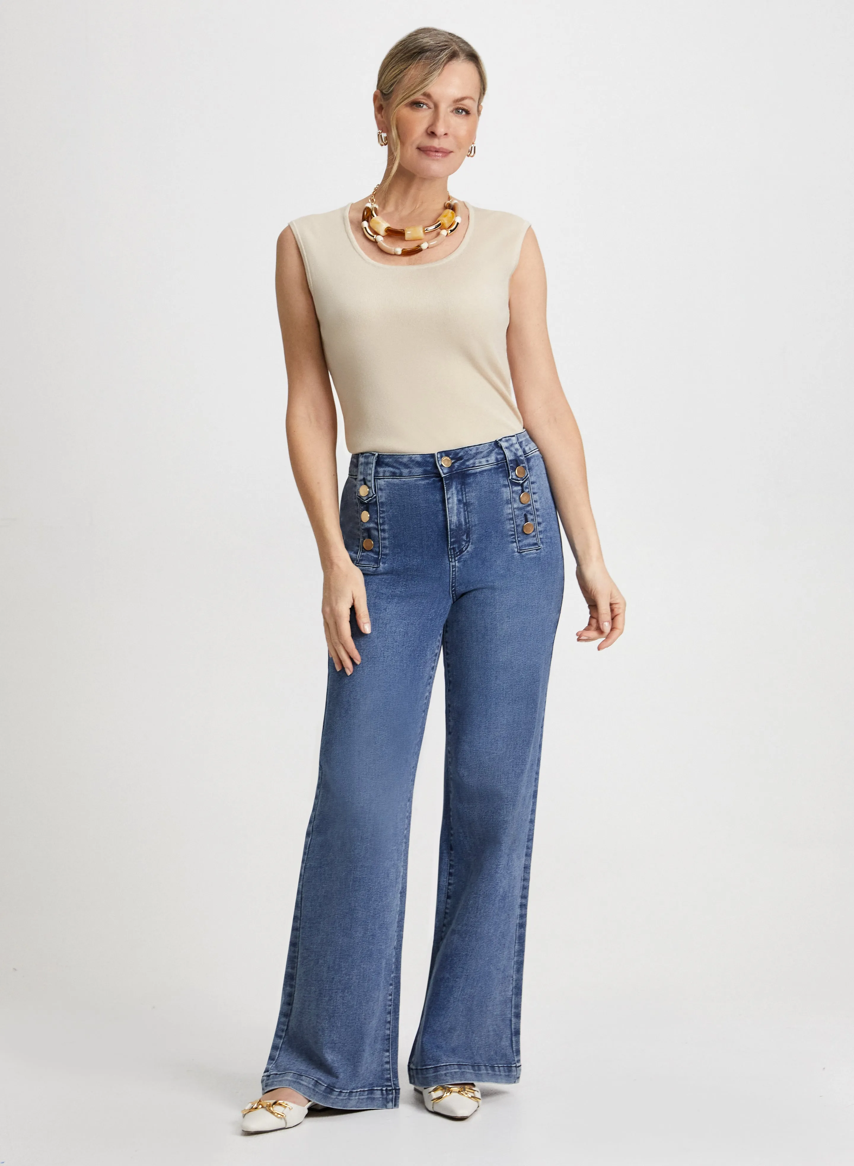 Cap Sleeve Top & Wide Leg Jeans sold by Laura
