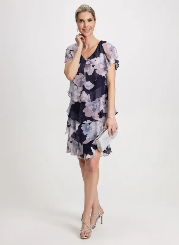 Tiered Floral Capelet Dress sold by Laura