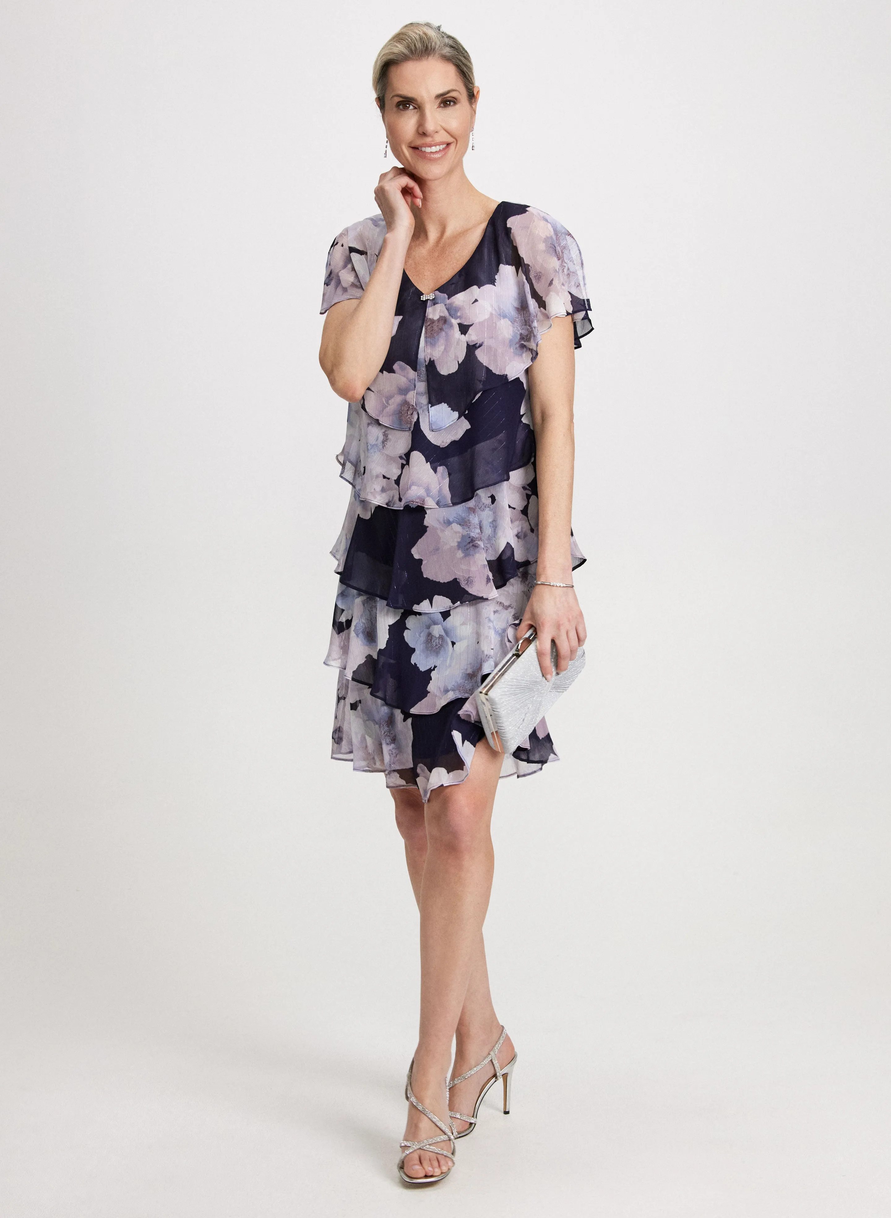 Tiered Floral Capelet Dress sold by Laura