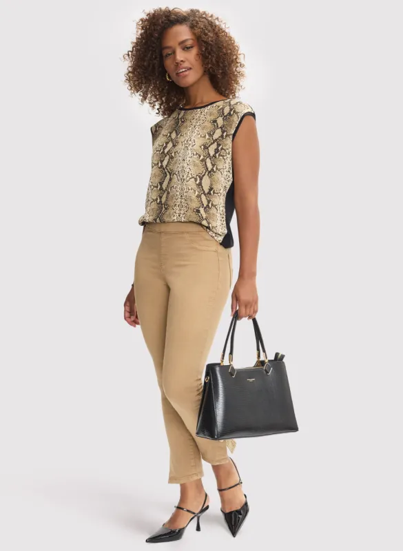 Snake Print Top & Slit Hem Pants sold by Laura