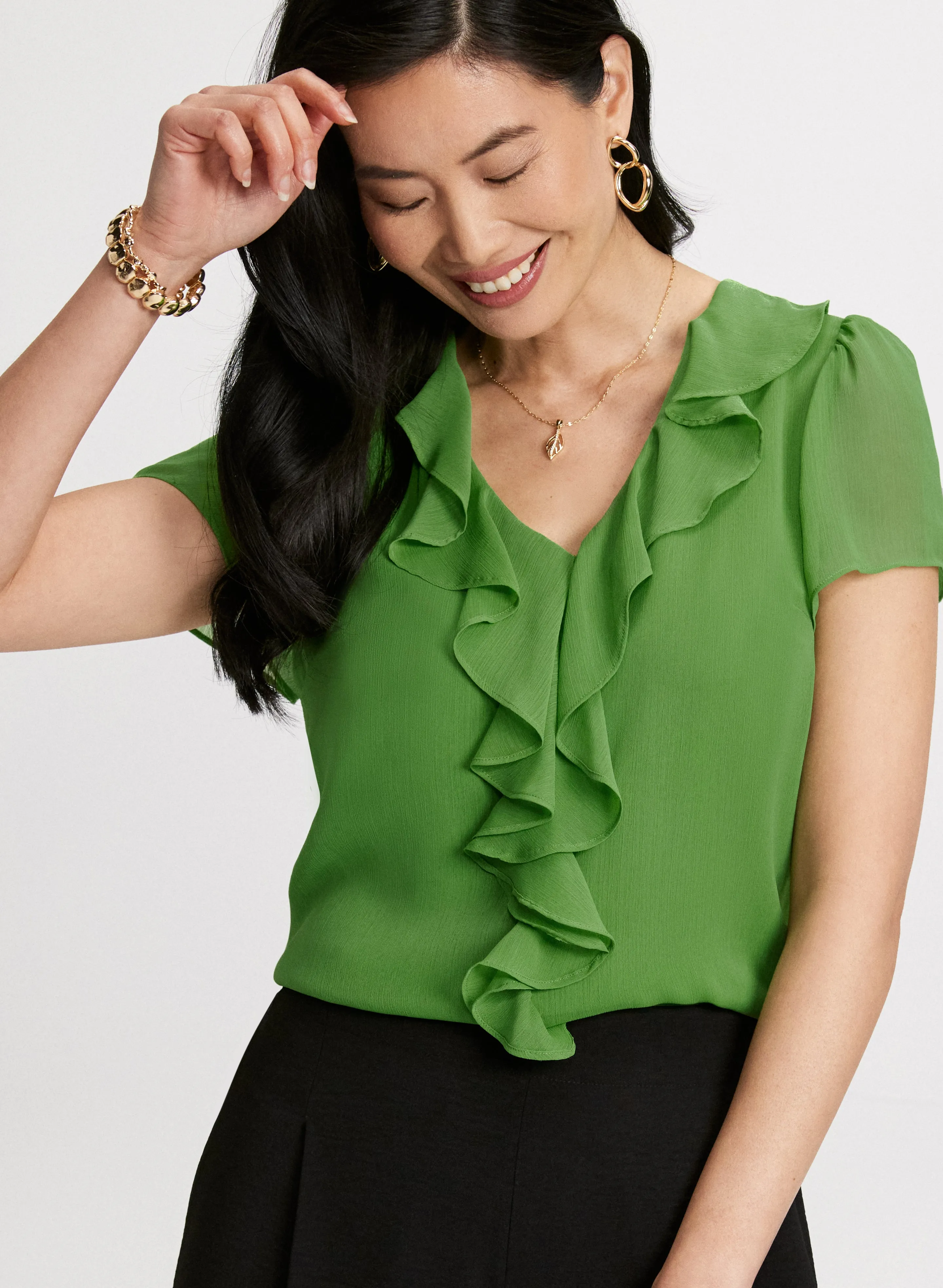 Ruffled Chiffon Blouse sold by Laura