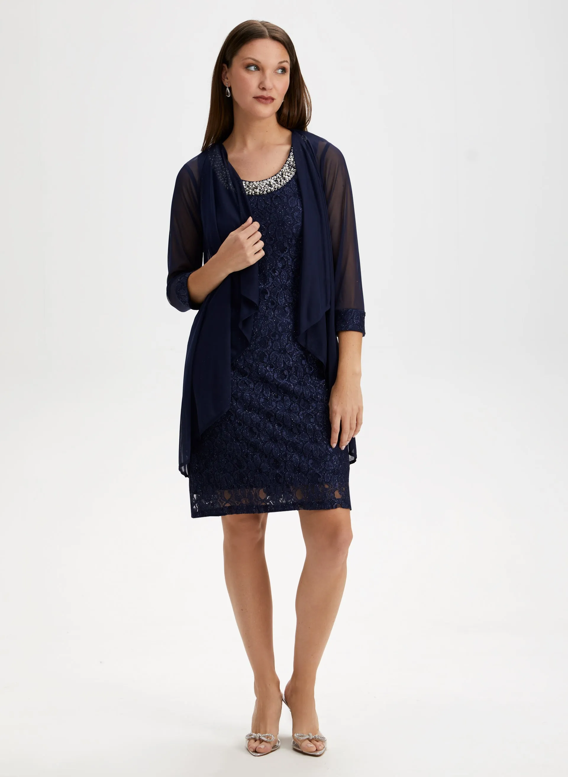 Glitter Lace Dress & Jacket Set sold by Laura