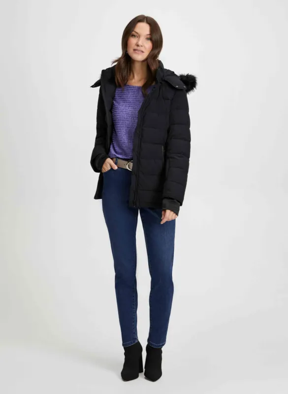 Vegan Down Coat & Slim Leg Pants sold by Laura
