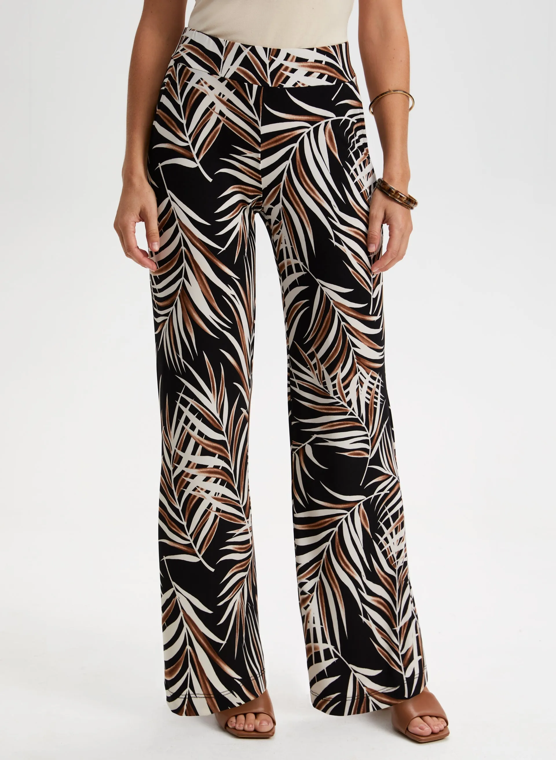 Leaf Print Wide Leg Pants sold by Laura