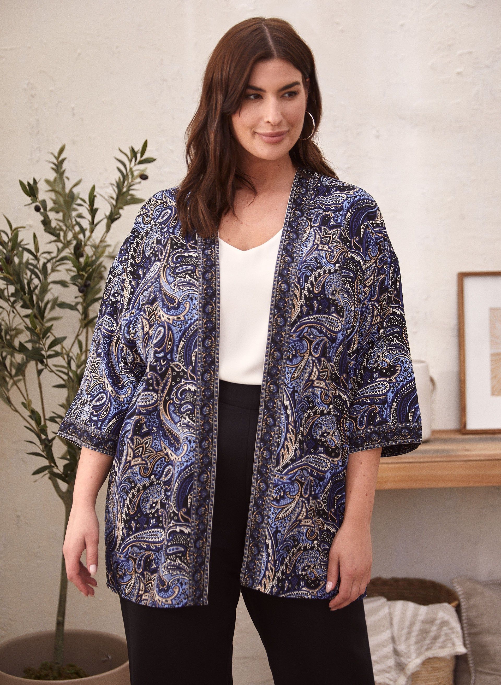 Paisley Print Open Front Blouse sold by Laura