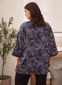 Paisley Print Open Front Blouse sold by Laura