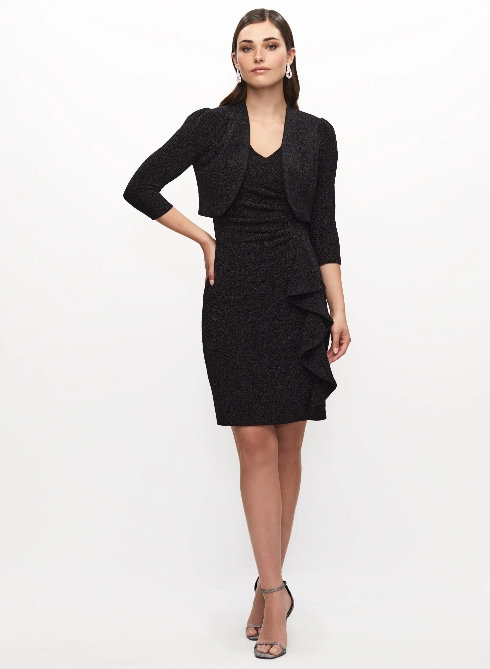 3/4 Sleeves Metallic Jacquard Bolero sold by Laura product image thumbnail 4