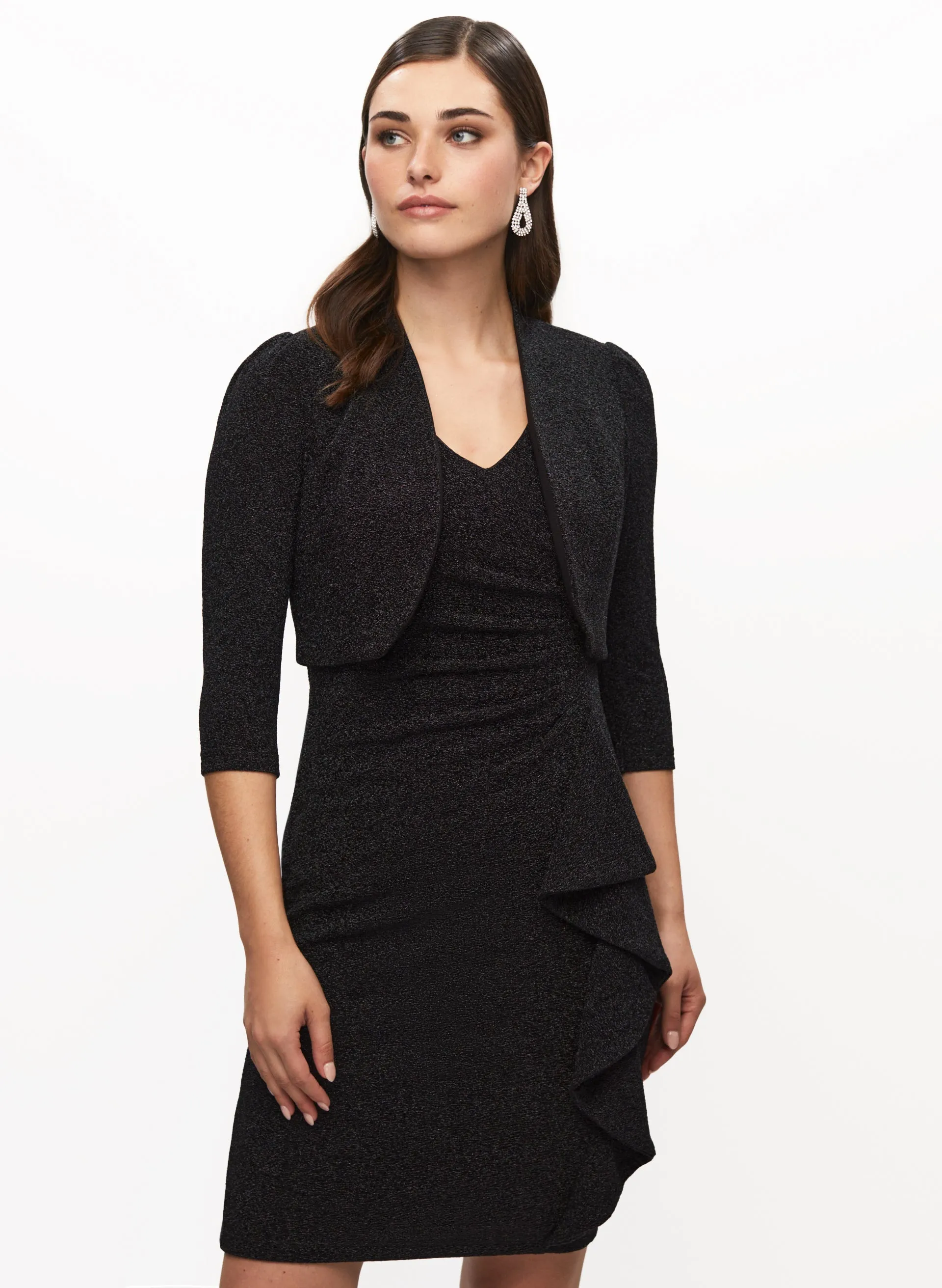 3/4 Sleeves Metallic Jacquard Bolero sold by Laura