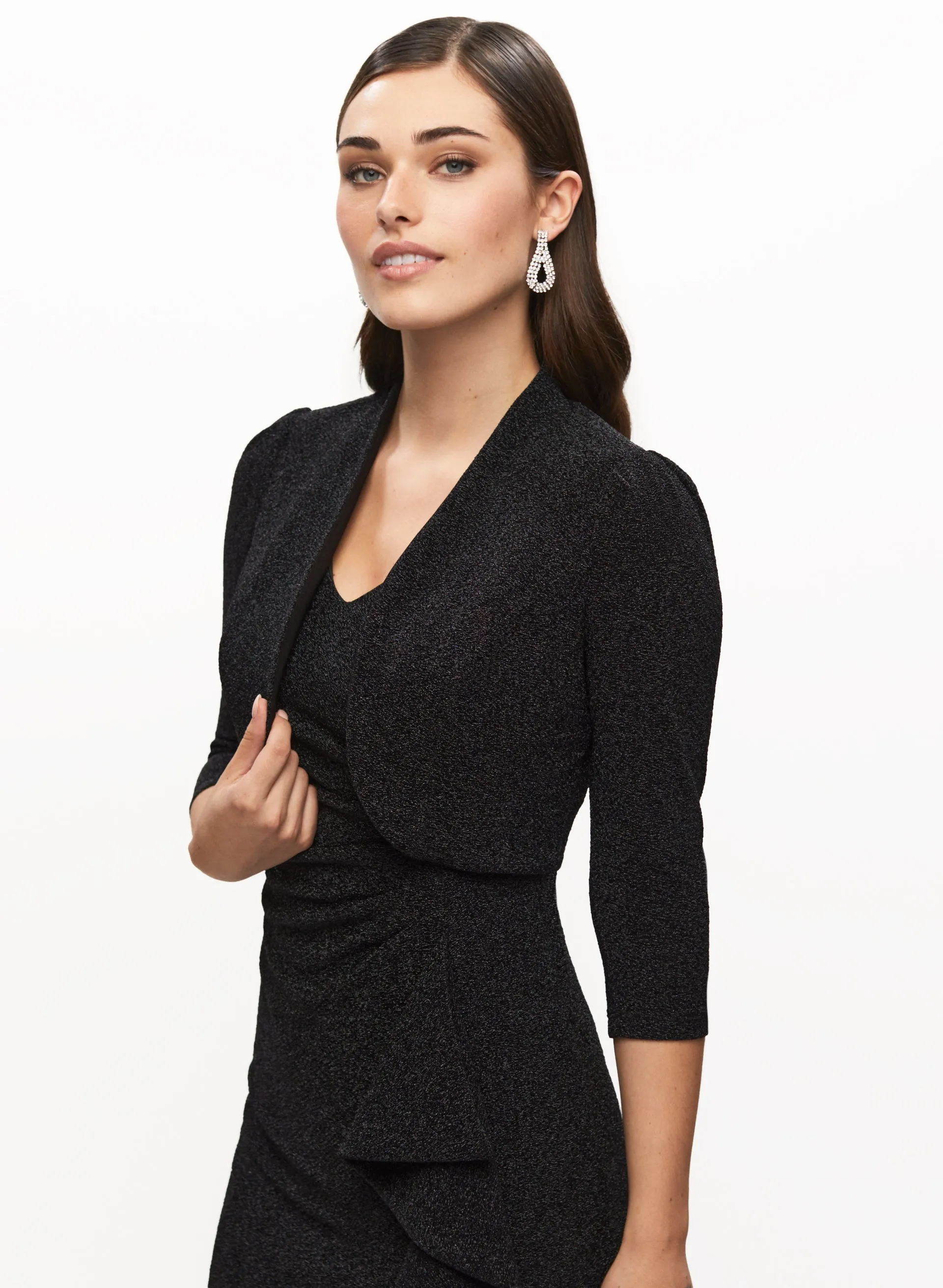 3/4 Sleeves Metallic Jacquard Bolero sold by Laura product image thumbnail 5