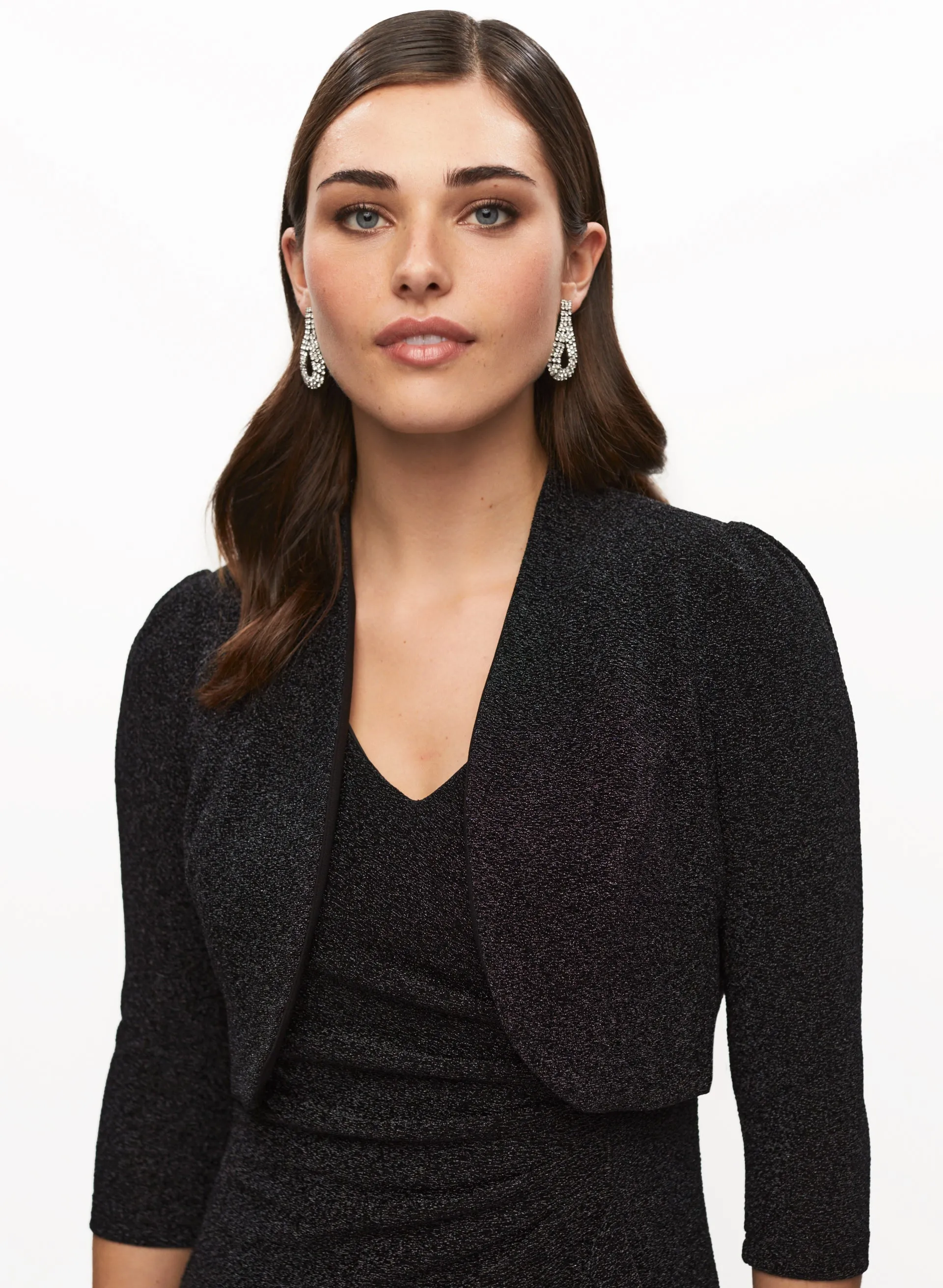 3/4 Sleeves Metallic Jacquard Bolero sold by Laura product image thumbnail 3