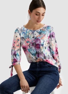 Floral Print 3/4 Sleeve Top sold by Laura