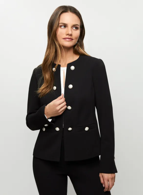 Pearl Detail Button Front Jacket sold by Laura