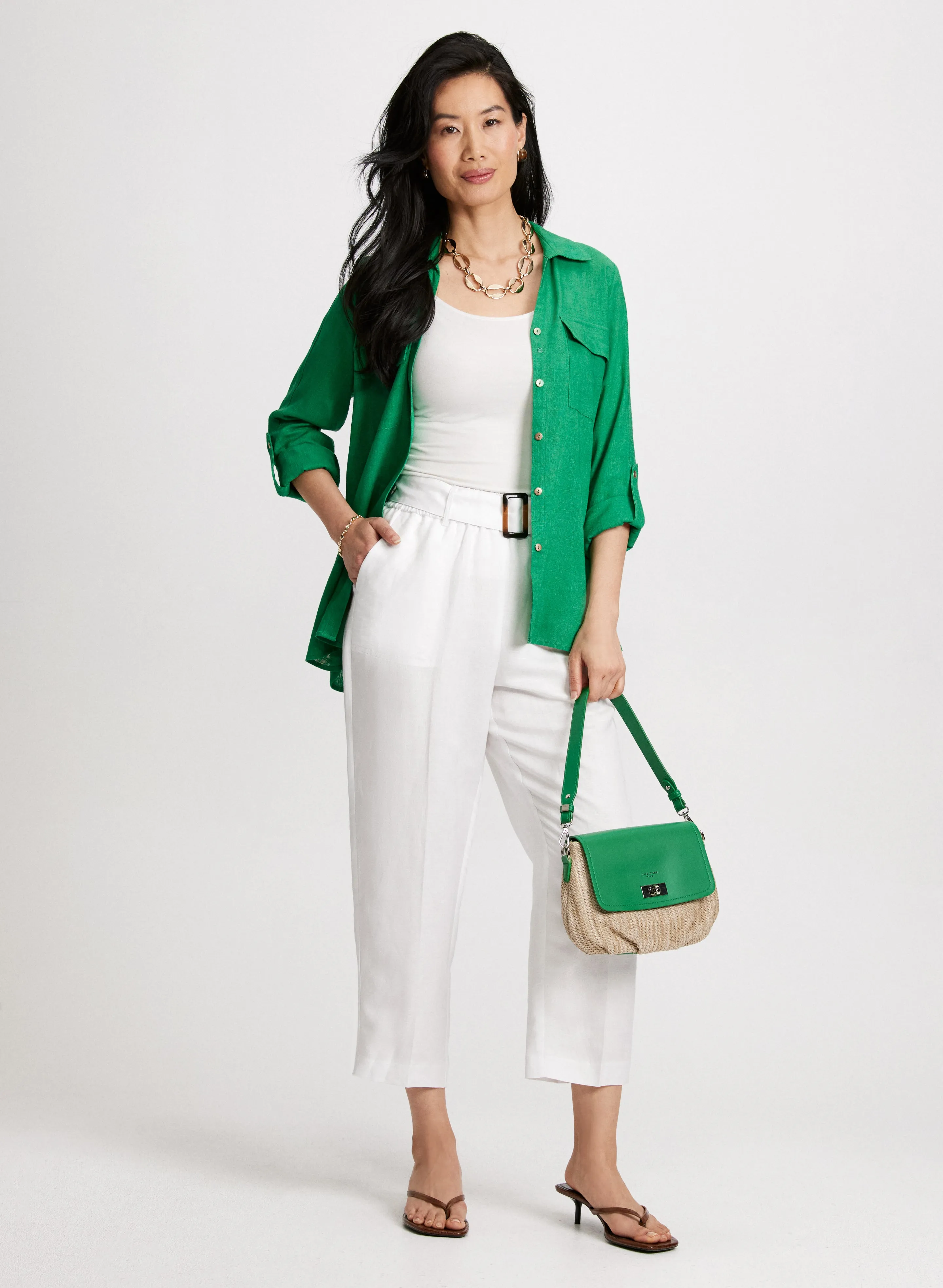 Linen Blend Blouse & Belted Capris sold by Laura