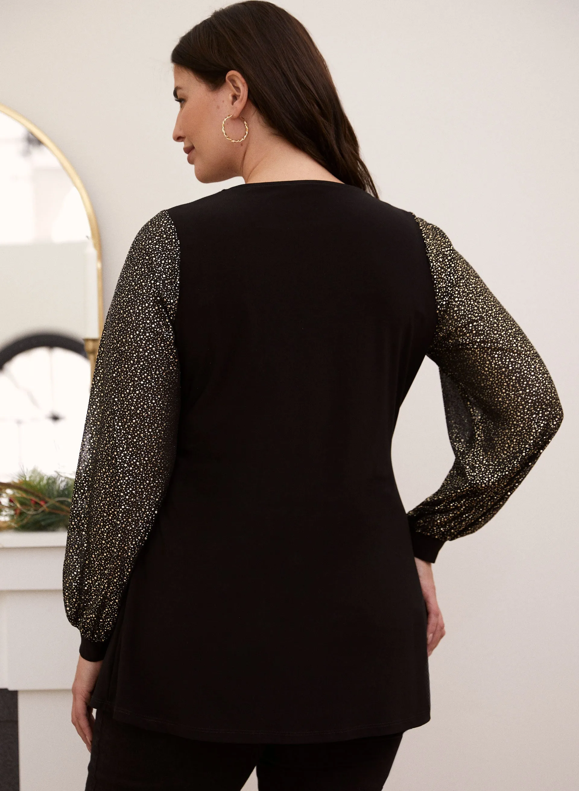 Metallic Sleeve V Neck Top sold by Laura product image thumbnail 3