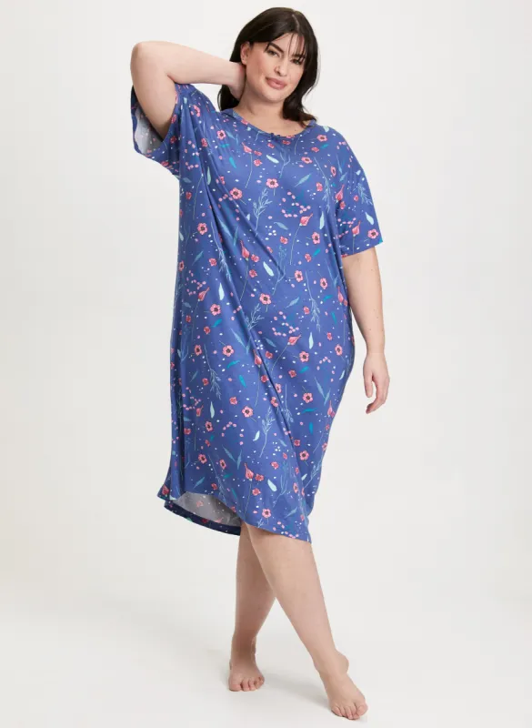 Short Sleeve Long Printed Nightgown sold by Laura