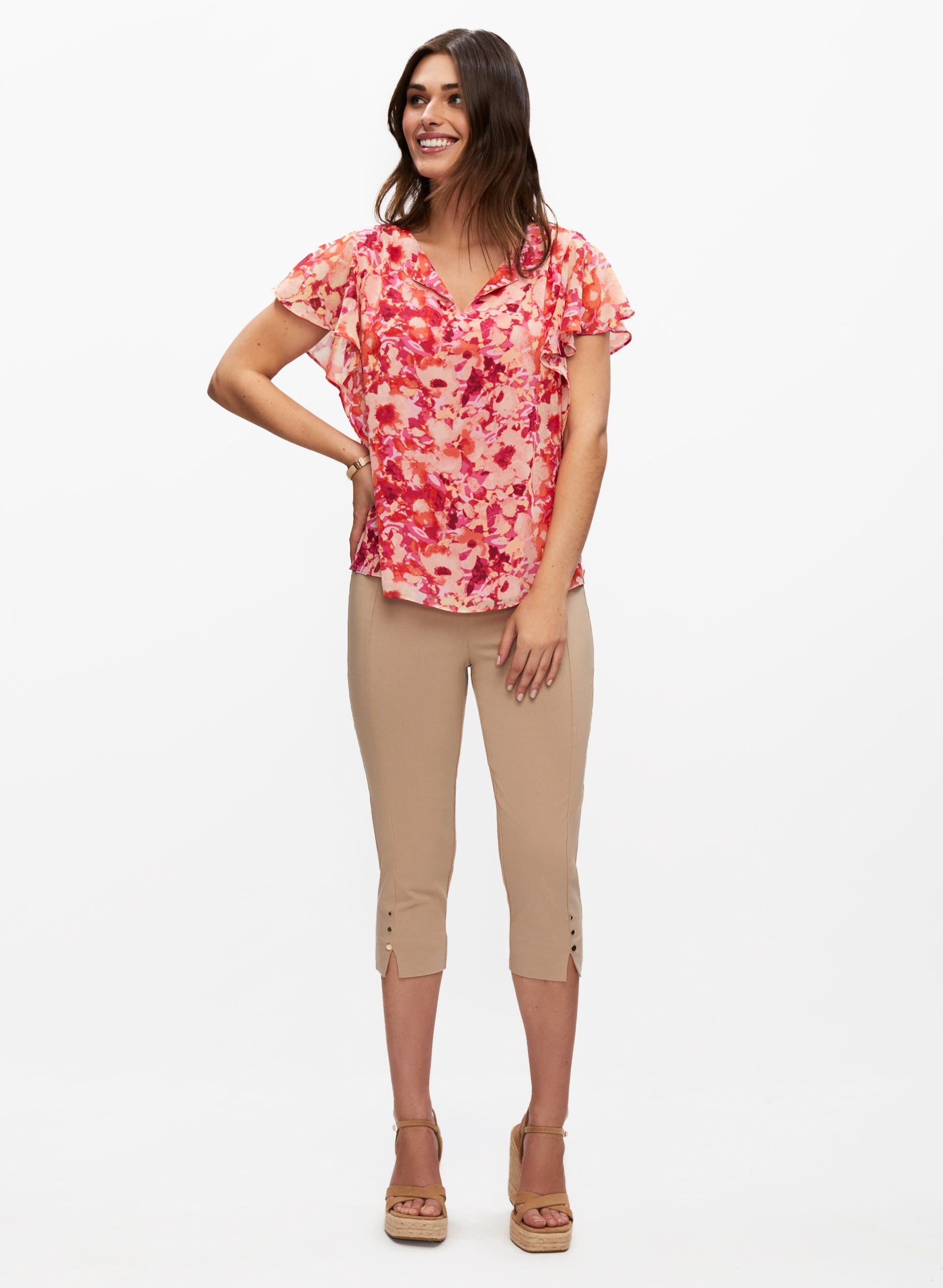 Flutter Sleeve Floral Print Blouse sold by Laura product image thumbnail 4