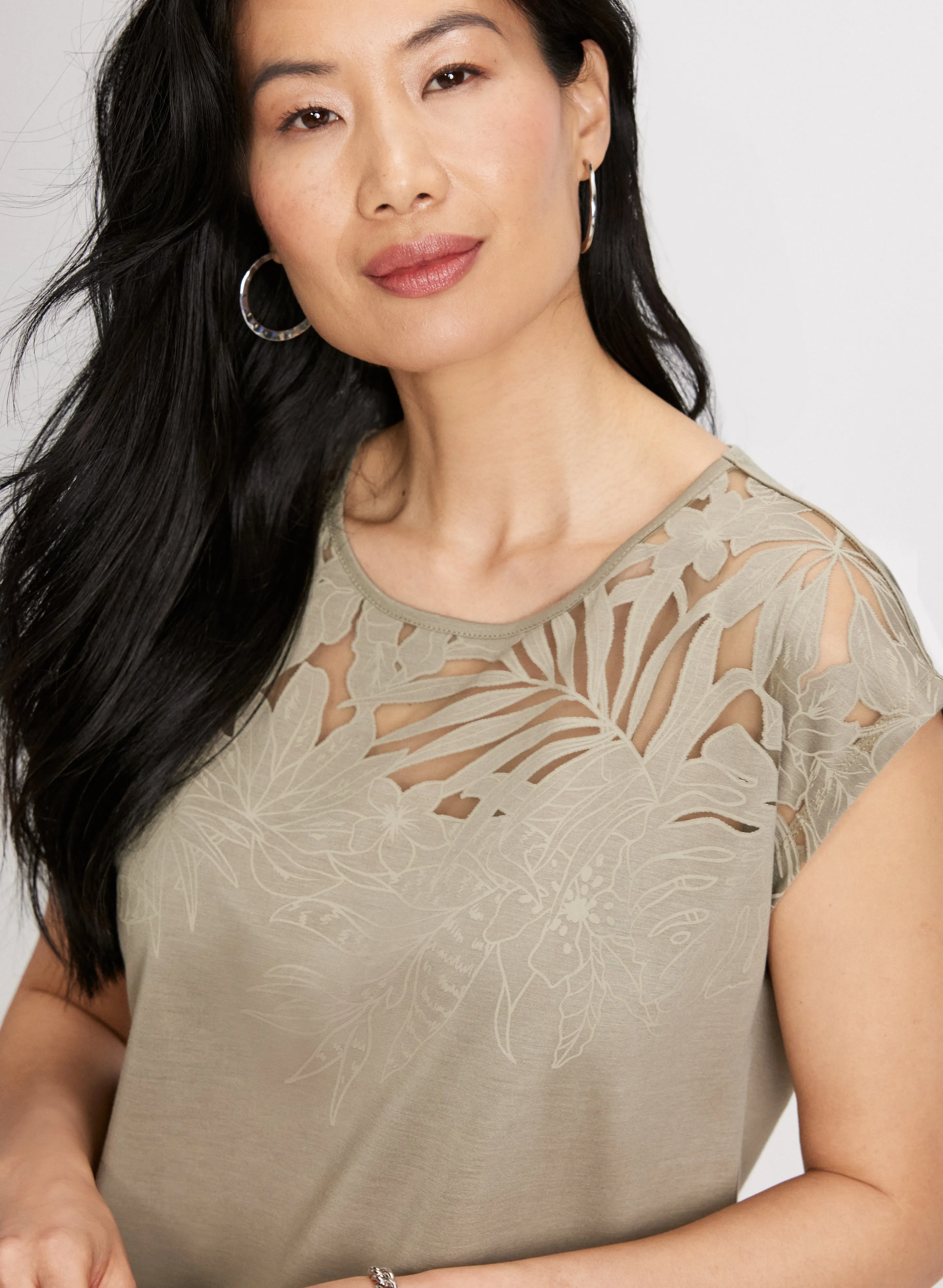 Floral Trim Burnout Tee sold by Laura product image thumbnail 2