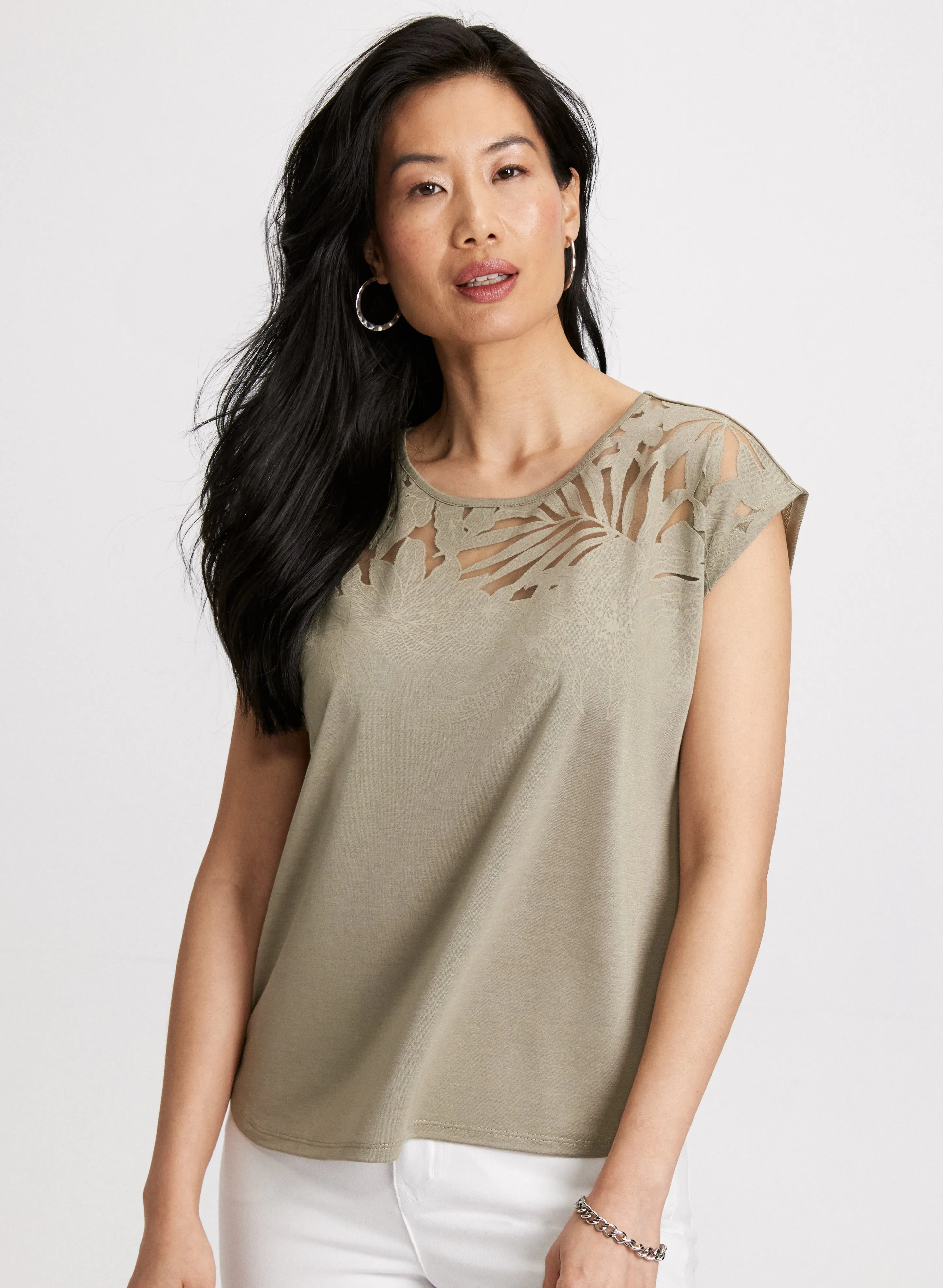 Floral Trim Burnout Tee sold by Laura product image thumbnail 5