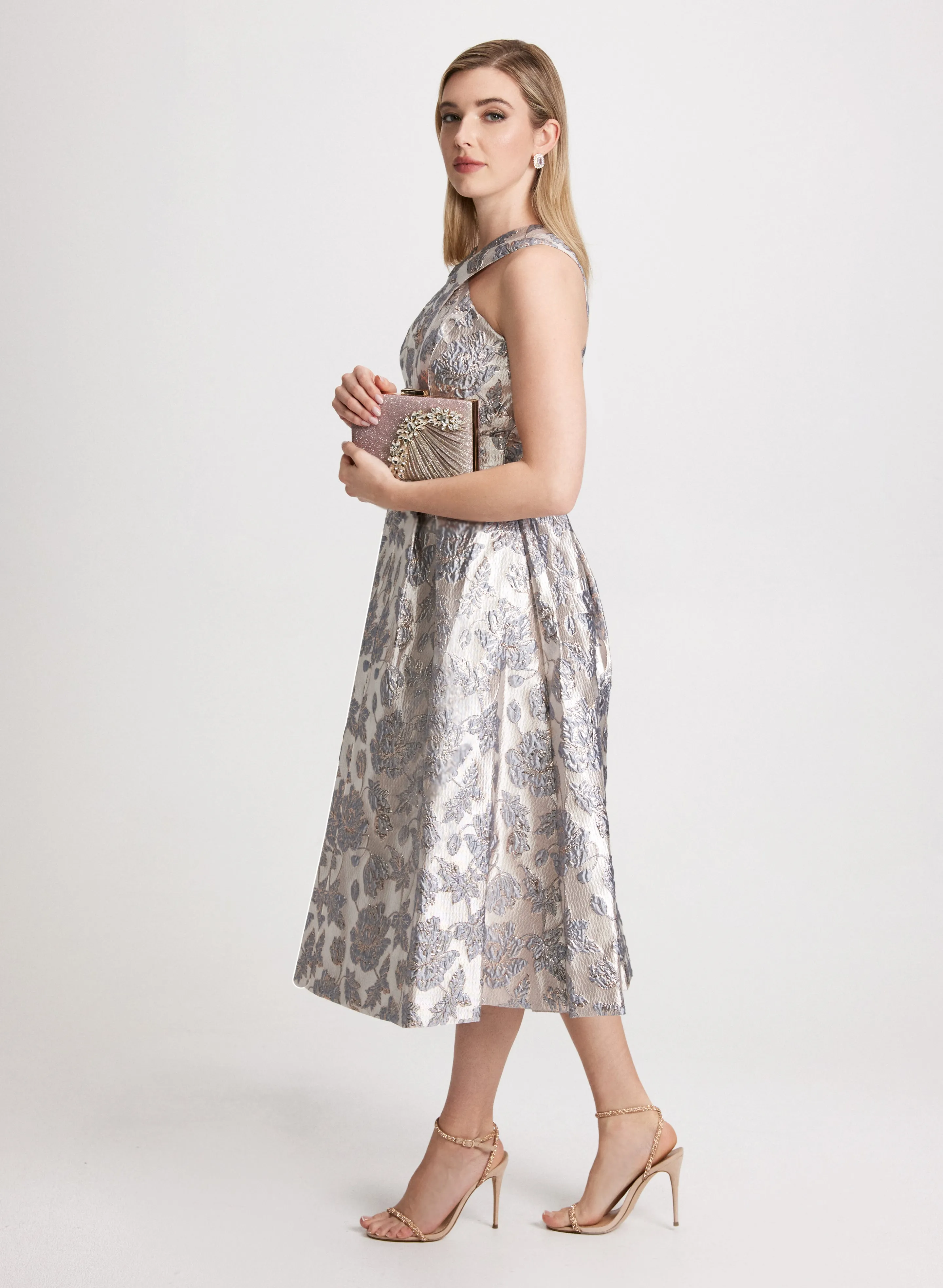 Sleeveless Jacquard Fit & Flare Dress sold by Laura product image thumbnail 2