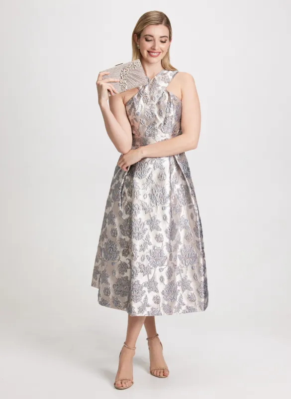 Sleeveless Jacquard Fit & Flare Dress sold by Laura