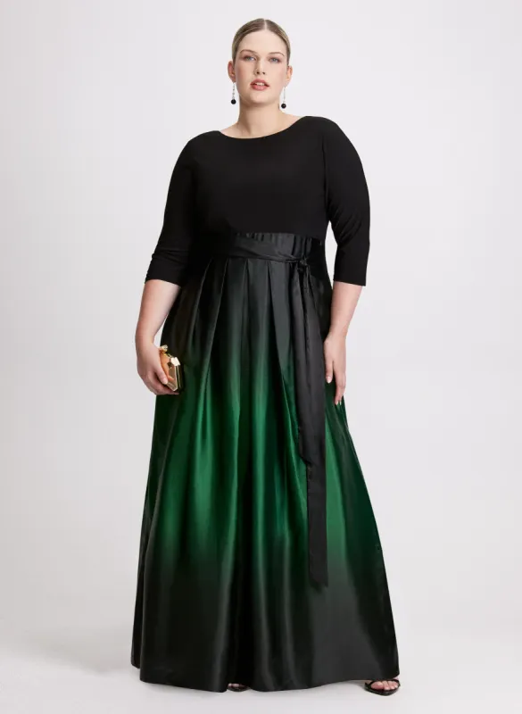 3/4 Sleeves Satin Skirt Gown made by Laura