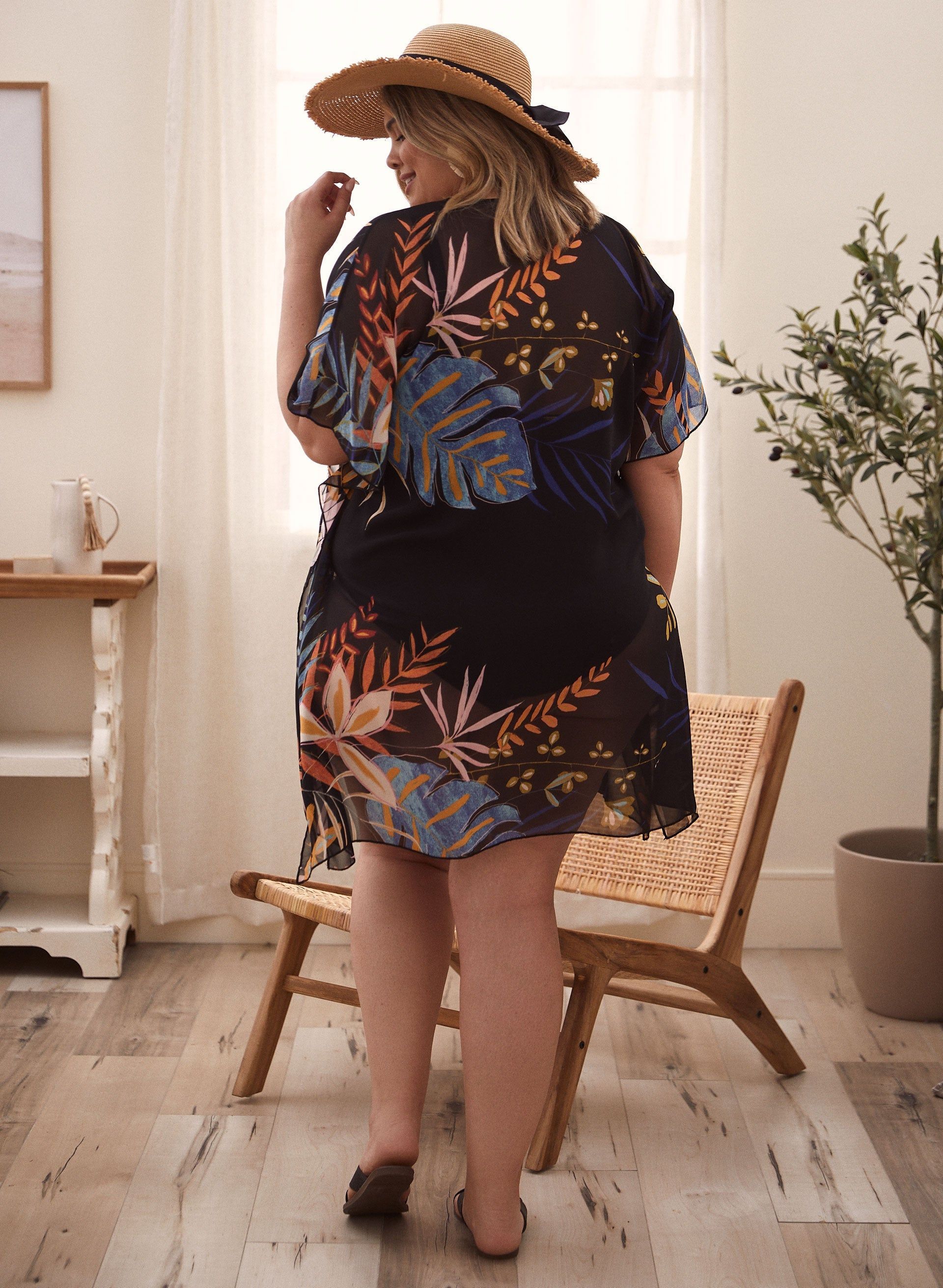Tropical Print Sheer Cover-Up sold by Laura product image thumbnail 2
