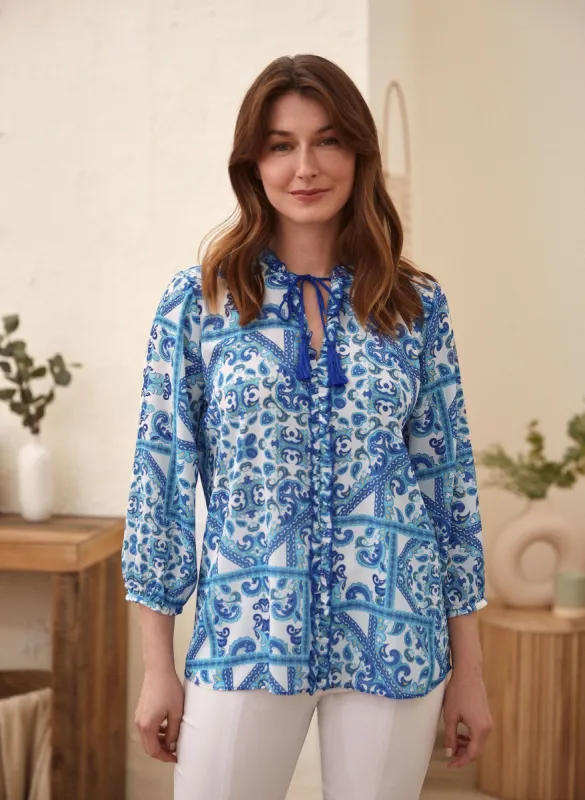 Paisley Print Tassel Detail Blouse sold by Laura
