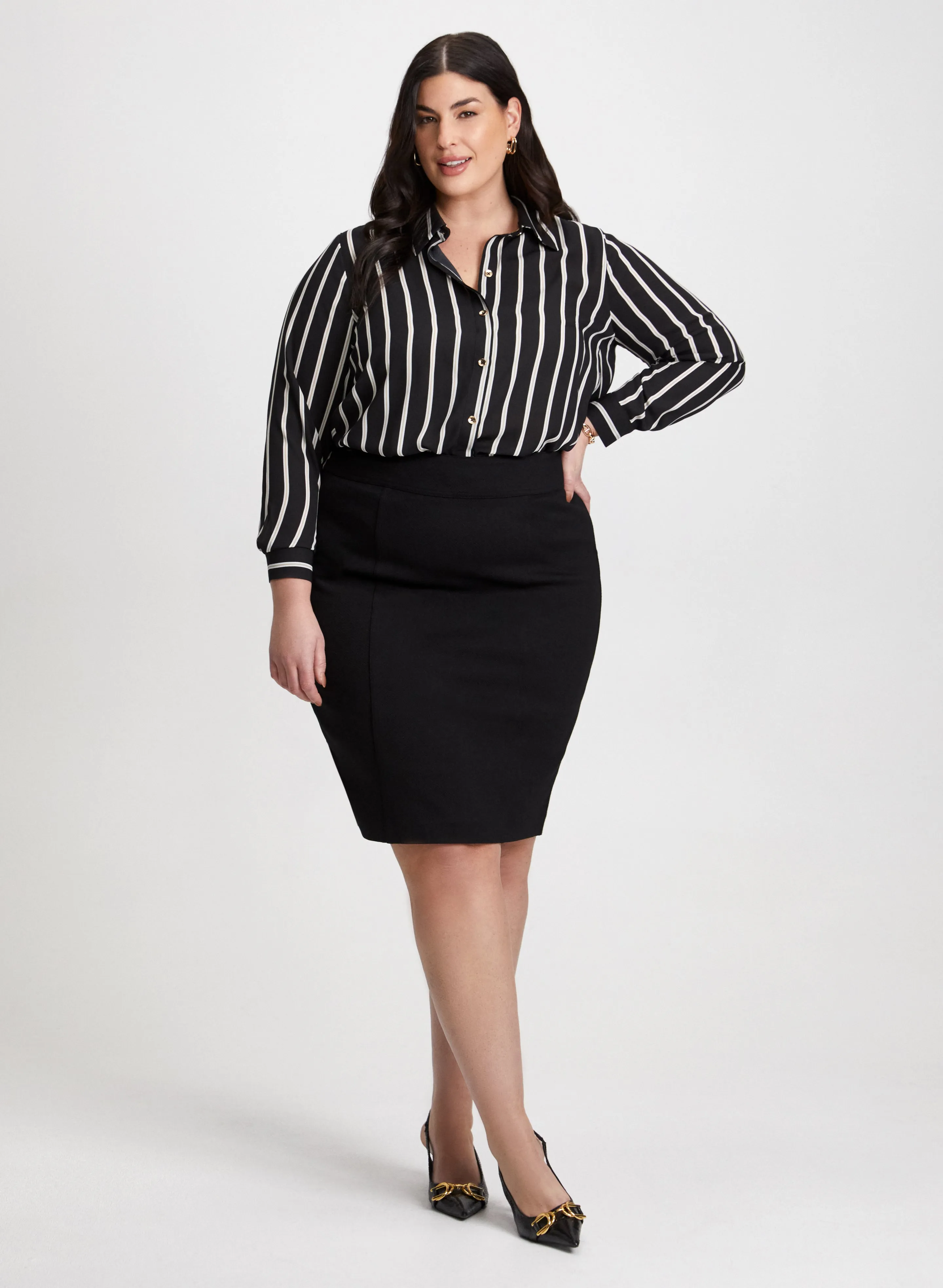 Stripe Print Blouse & Pencil Skirt sold by Laura